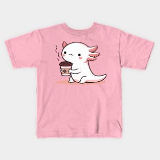 coffee-loving axolotl Kids T-Shirt